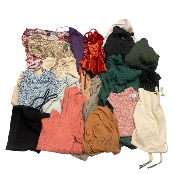 Women's Shein Crop Tops Size S Small Assorted Styles Blouse Shirts Bundle of 19 - Picture 1 of 9